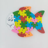 Wooden alphabet and number Chunky Jigsaw puzzles Fish - EKT2258
